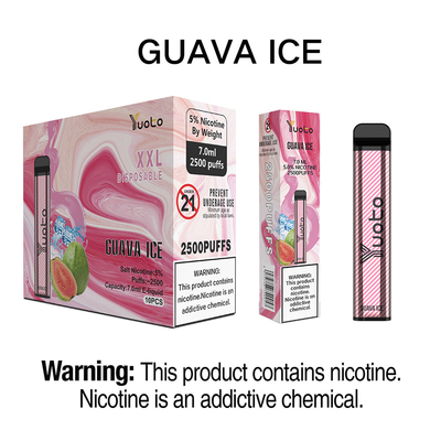 El mejor cigarrillo electrónico 2022 Yuoto XXL 2500 Puffs Guayaba Ice no recargable 1200mAh Batería