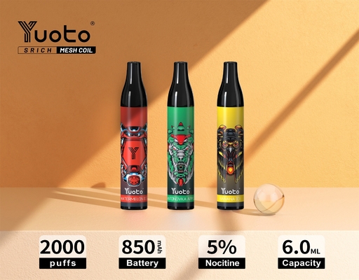 Yuoto original 2000 sopla pluma disponible de Vape de los E-cigarrillos del jugo 850mAh de Mesh Coil 6ml E del vape de Vape