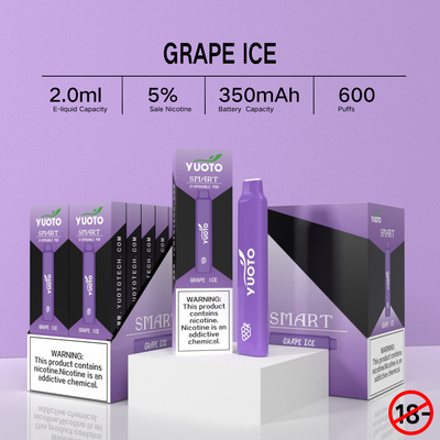 2022 nuevos sabores con sabor a fruta múltiples que vienen Yuoto Smart 600 soplan pluma disponible de Vape de la nicotina del 5%