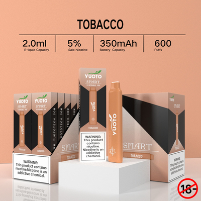 2022 nuevos sabores con sabor a fruta múltiples que vienen Yuoto Smart 600 soplan pluma disponible de Vape de la nicotina del 5%