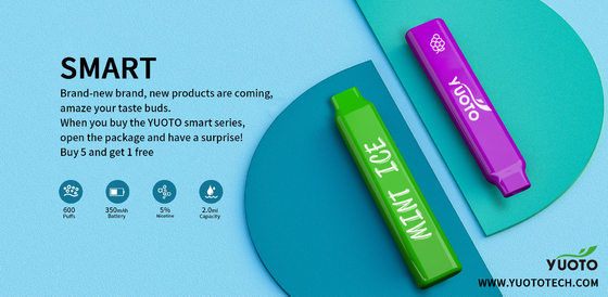 2022 nuevos sabores con sabor a fruta múltiples que vienen Yuoto Smart 600 soplan pluma disponible de Vape de la nicotina del 5%