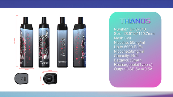 2022 Recién llegado Cigarrillo electrónico desechable Vape14ml E-Liquid 650mAh Batería Grape Ice para distribuidores de hojaldre