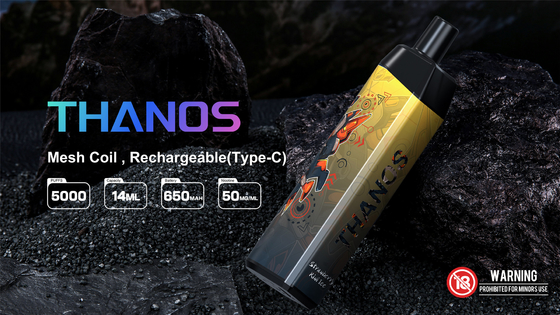 5000 Puffs Vape Pod desechable Sabor a melocotón Yuoto Thanos Mesh Coil 14ml Ejuice 650mAh Batería de fábrica de China