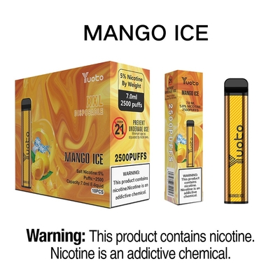 Yuoto Electronic Cigarette Desechable Vape Pen 2500 Puffs XXL Mango Ice 1200mAh 5% Nicotina