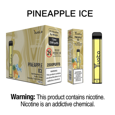 Yuoto Desechable Vape Pen Device 2500 Puffs mejor desechable ecig 2022 piña Hielo 7ml