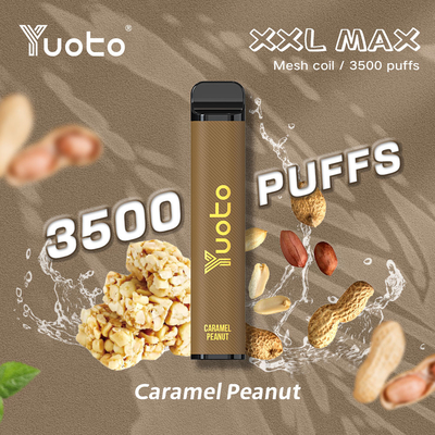 Caramel penuts sabor Yuoto xxl Max 3500 Puffs Desechable Vape pod Mesh Coils Superficie de cuero 9ml