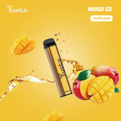Yuoto xxl 2500 Puffs desechable Vape Pod mango hielo sabor 7ml Ejuice 1200mAh batería de fábrica de China