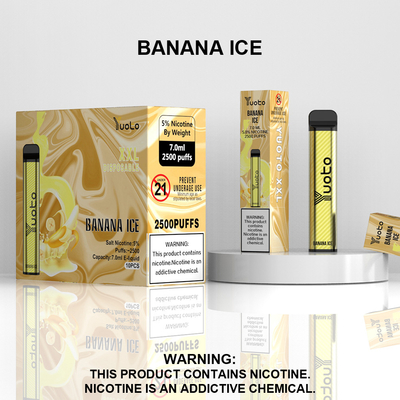 Yuoto XXL 2500 Puffs Desechable 1200mAh Batería 7.0ml Ejuice Banana Ice Sabor para India