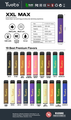 sabor a mango helado Yuoto xxl Max 3500 Puffs vaporizador desechable Bobinas de malla Superficie de cuero 9ml