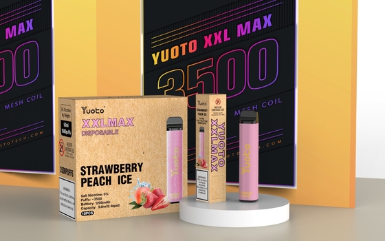 Fresa Melocotón sabor a hielo Yuoto XXL Max 3500 Puffs Electric Vape Pen con bobina de malla