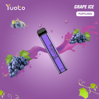Yuoto 2500 Puffs Flavors Vaporizer Pen Kit 23 sabores 5% 1200 mAh Batería Desechable Mongo Ice Popular en India