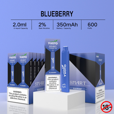 Batería líquida Pen Hookah del soplo 350mAh del NIC 2ML E Yuoto Smart 600 del 2%