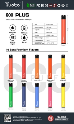 La vaina reemplazable de Tpd Vape de 5 colores, vive el dispositivo de la MOD del cartucho de 600 soplos