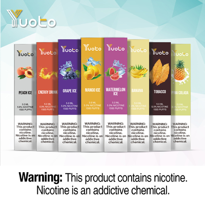 16 sabores 1500 soplan Vape 5.0ml pre llenan E Juice Pre Charge Yuoto Brand