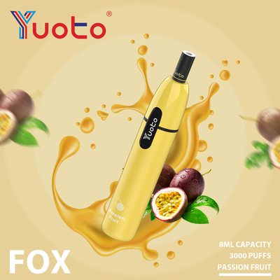 Fox 3000 Puffs Yuoto E cigarrillo desechable Vape filtro de papel 5% Nic