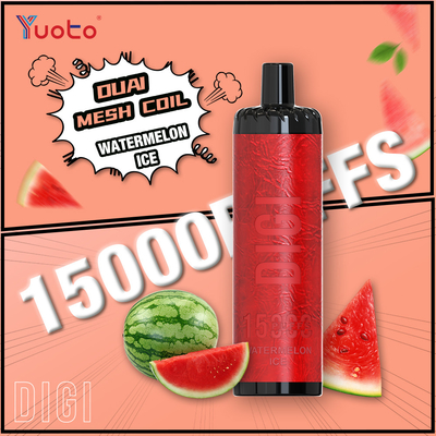 Yuoto DIGI 15000 Puffs Daul Mesh Coil Vape 23 sabores pantalla LED