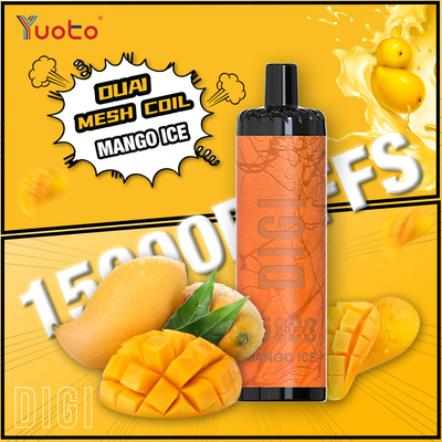 YUOTO Manufacturer DIGI 15000 Puffs Daul Mesh Coil Vape Flujo de aire ajustable MTL y DTL