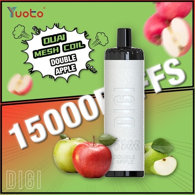 Vape desechable de plástico AL 850mAh 15000 bocanadas Flujo de aire ajustable 23 sabores DualMesh bobina