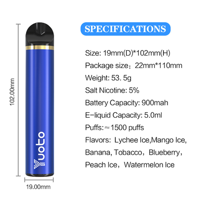 Certificado disponible de 23 de los sabores 1500 de los soplos de Vape 5ml E Juice Capacity CF del CE