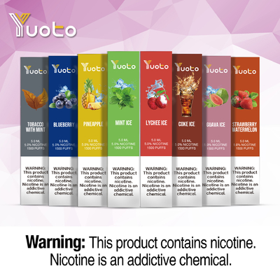 Vape electrónico disponible de encargo de la barra del soplo del vaporizador del sabor 900mAh 5.0ml de los vapes 23 de la marca -1500puffs de Yuoto disponible