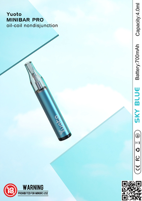 El tanque de aceite transparente duradero de 5 colores de Mini Bar Vape de la marca de Yuoto