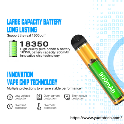 Nicotina disponible e 900mah líquido de los vapes 1500puffs 5ml de Yuoto 5 el 5%