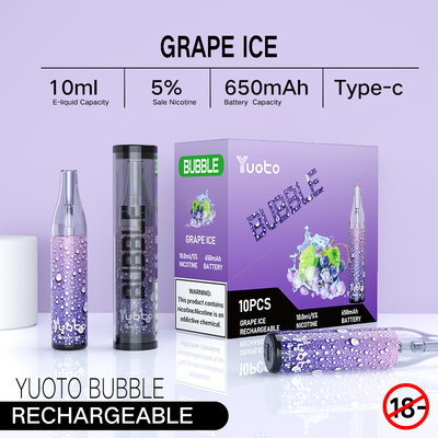 La fábrica original en vainas disponibles del vape del yuoto recargable de la burbuja 4000puffs 10ml 650mah de China Yuoto enreda bobinas
