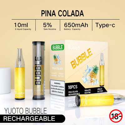 La fábrica original en vainas disponibles del vape del yuoto recargable de la burbuja 4000puffs 10ml 650mah de China Yuoto enreda bobinas
