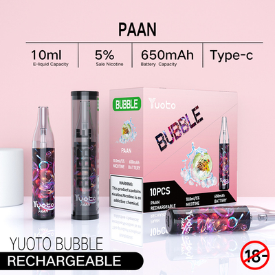 De Yuoto de la burbuja 4000puffs 650 mah 10ml de la malla de la bobina del vape vapor recargable disponible del ecig del colada del pina de la separación no