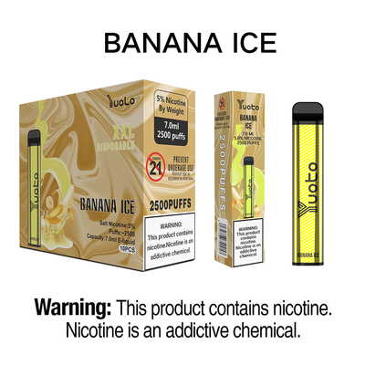 Material de aluminio disponible de la PC del tubo de Vape de los soplos del hielo 2500 del plátano