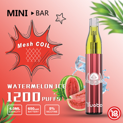 El Minibar 1200 de YUOTO sopla la batería disponible 650mAh del jugo 4.0ml del sabor E de Vape 15
