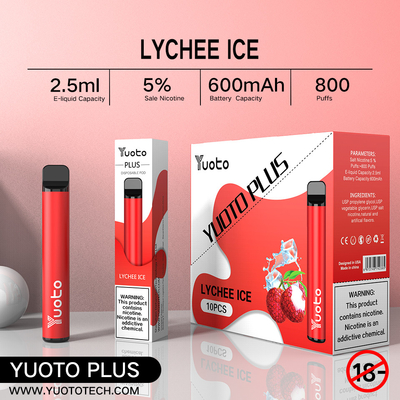 Yuoto 800 sopla Vape con el área 2,5 ml Juice Capacity de Origal de 11 sabores