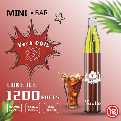 Batería disponible 650mAh del E-jugo 4.0ml de Vape 15flavor del soplo del MiniBar 1200 de Yuoto