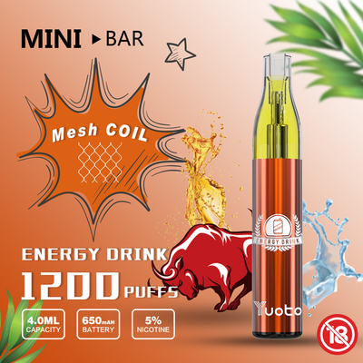 Batería disponible 650mAh del E-jugo 4.0ml de Vape 15flavor del soplo del MiniBar 1200 de Yuoto