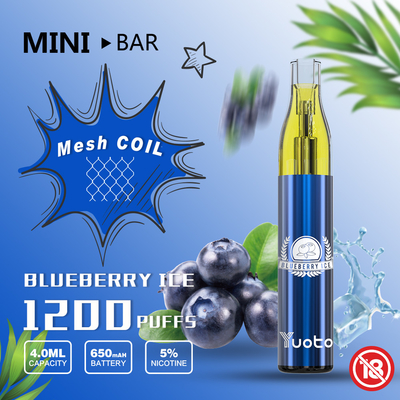 Batería disponible 650mAh del E-jugo 4.0ml de Vape 15flavor del soplo del MiniBar 1200 de Yuoto