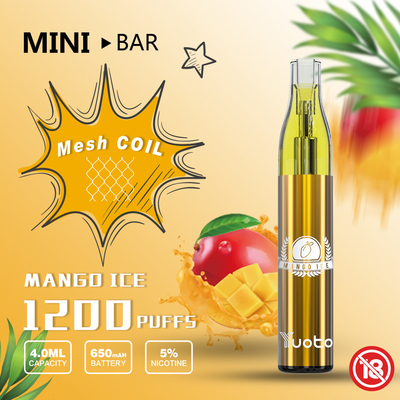 Batería disponible 650mAh del E-jugo 4.0ml de Vape 15flavor del soplo del MiniBar 1200 de Yuoto