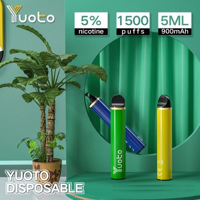 Nicotina disponible e 900mah líquido de los vapes 1500puffs 5ml de Yuoto 5 el 5%